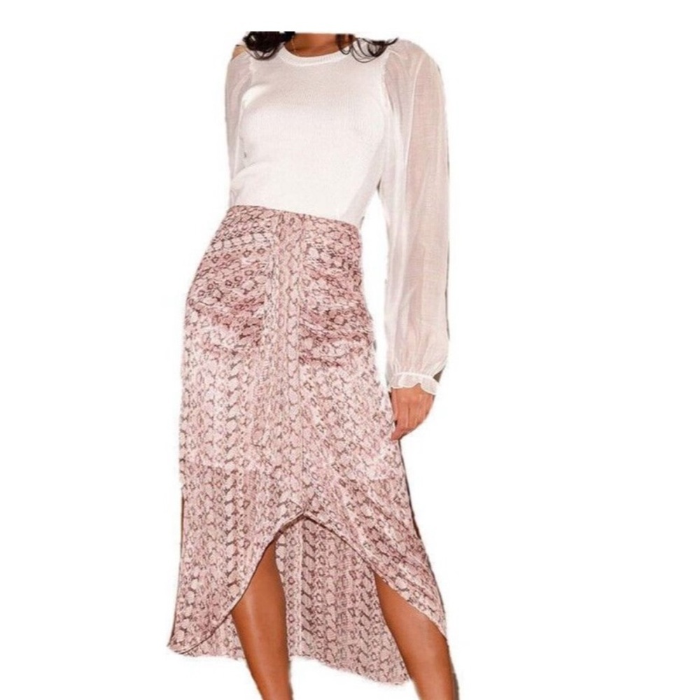 Lulu's Flowy Ruched Snake Print Skirt Boho Size S NWT